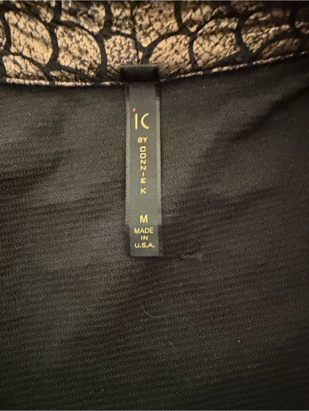 IC by Connie K Metallic Bronze Mandarin-Style Blazer Scalloped Pattern M (10-12)